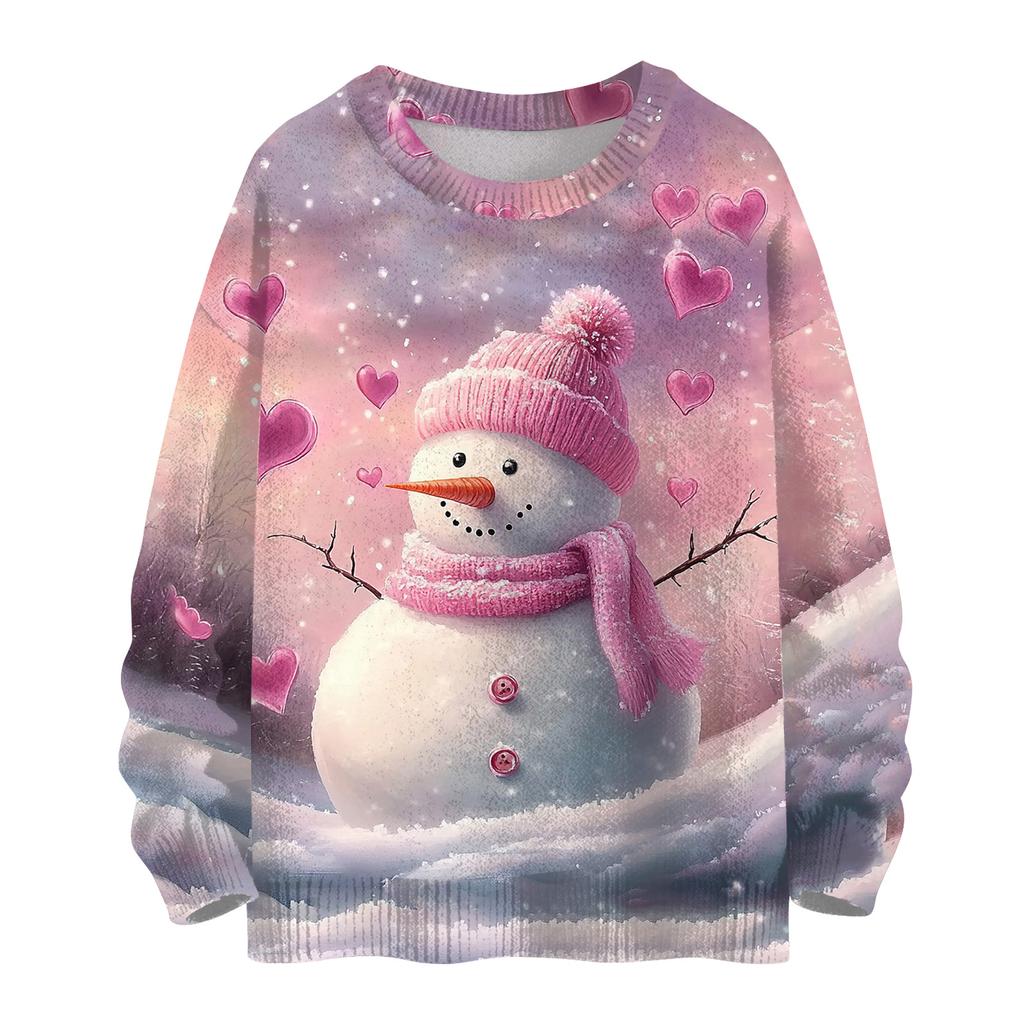 Women's Casual Long Sleeve Woolen Christmas Sweatshirt Fall  Vacation Long Sleeve Pullover