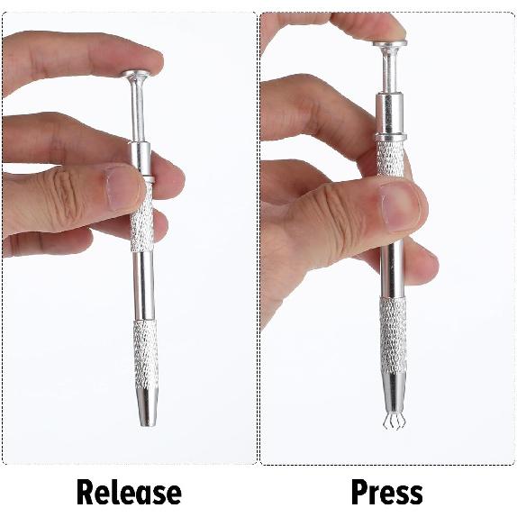 4Pcs Grabber Tool Holder Set, Jewelry Pick Up Tool 4 Claw Piercing Ball with Prongs Diamond Claw Precision Stainless Steel for Tiny Objects IC Chip
