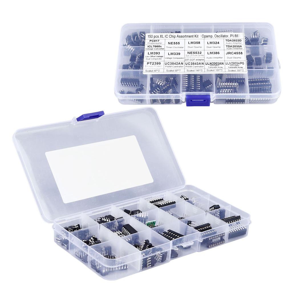 150 buc 10 tipuri de cip pentru circuite integrate asortiment de cipuri IC cip plat IC chip adaptor priză pentru