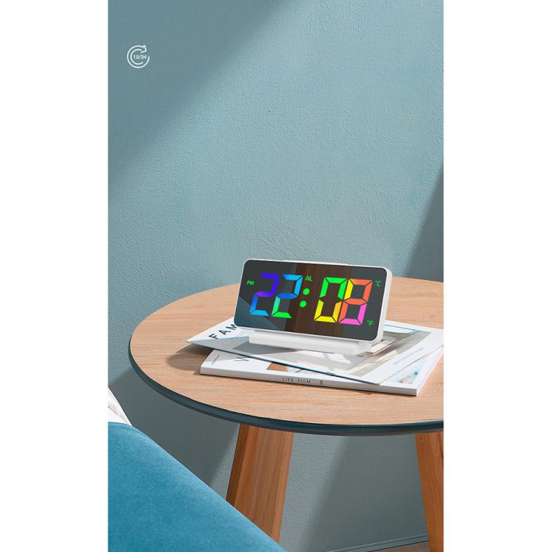 Digital Alarm Clock Colorful Screen Large Display Modern Desk Electronic Clock For Bedroom Home