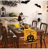 1pc Orenge Halloween Table Runner with Pumpkin Bat Pattern Dustproof Durable Tablecloth for Halloween Themed Party Decoration