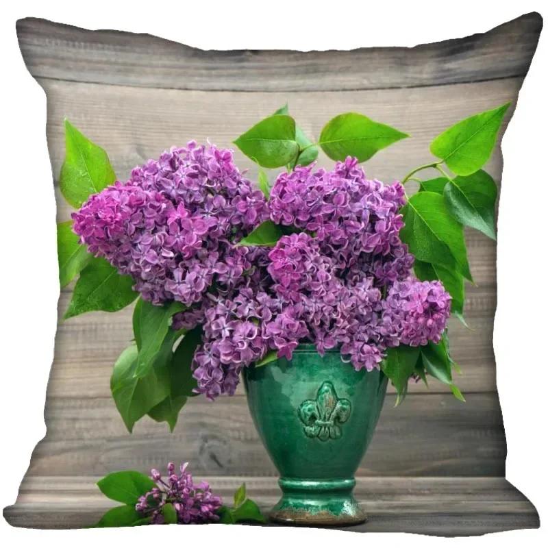 Lilac Flower Polyester Cushion Cover Children's Room Decoration Pillow Case Living Room Home Decoration