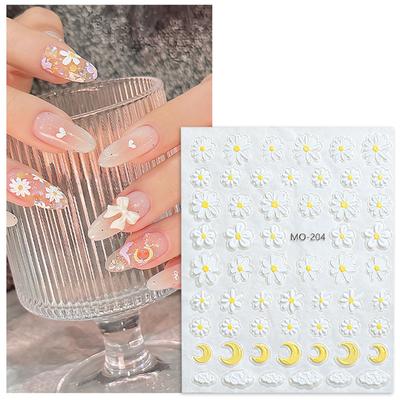 Spring Oil Painting Flower Nail Stickers 5D Relief Nail Art Stickers Decals Manicure Charms High Quality Adhesive Nail Stickers