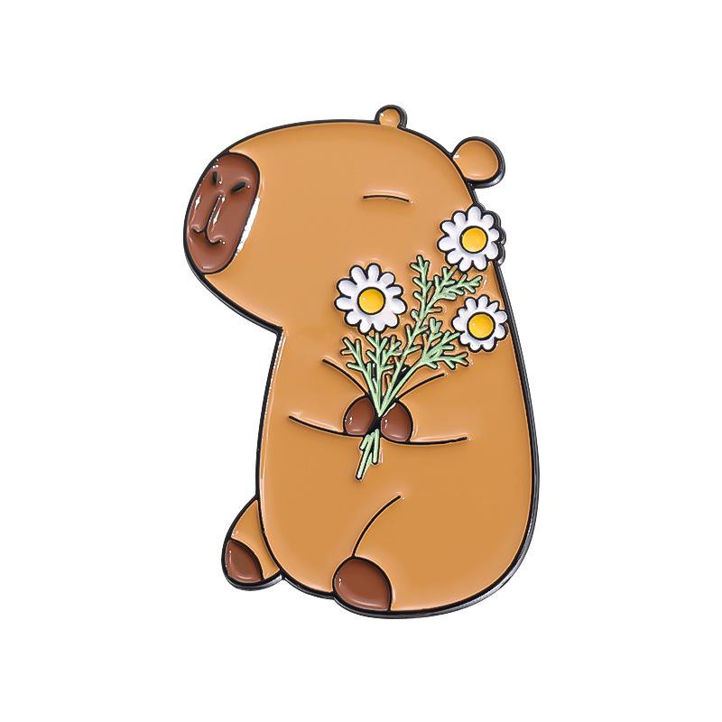 

Cute Cartoon Capybara Brooch - Small Animal-Shaped Baked Paint Badge