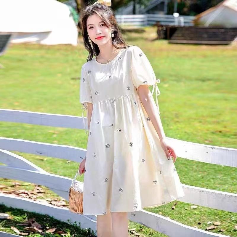 

Модное летнее платье для беременных, высококачественная вышивка, А-силуэт, новое, свежее XXXL [recommended 160-90kg]