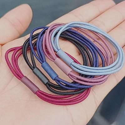 Korean Style Elastic Black Hair Ring - Three-in-One Colorful Rubber Band 