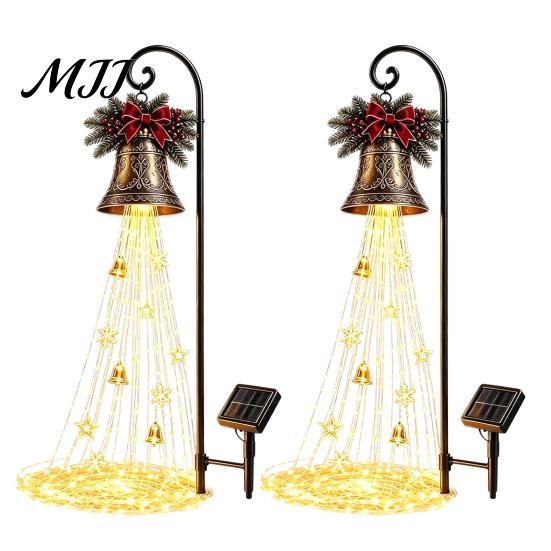 Decorative Lights for Walkways Christmas Bell Cascade Solar Light, Garden Stake Light with Warm Glow LED Waterfall Festive Outdoor Yard