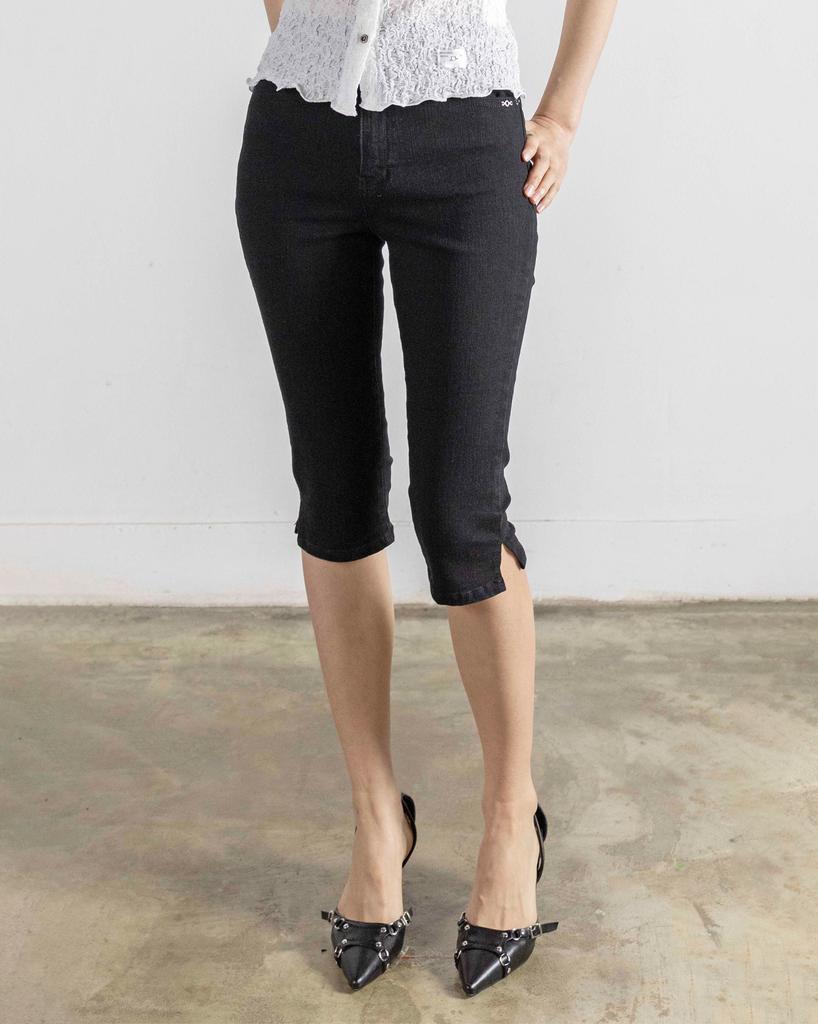 Maegolenseoul Metal Tri-Clipse Capri Pants Black