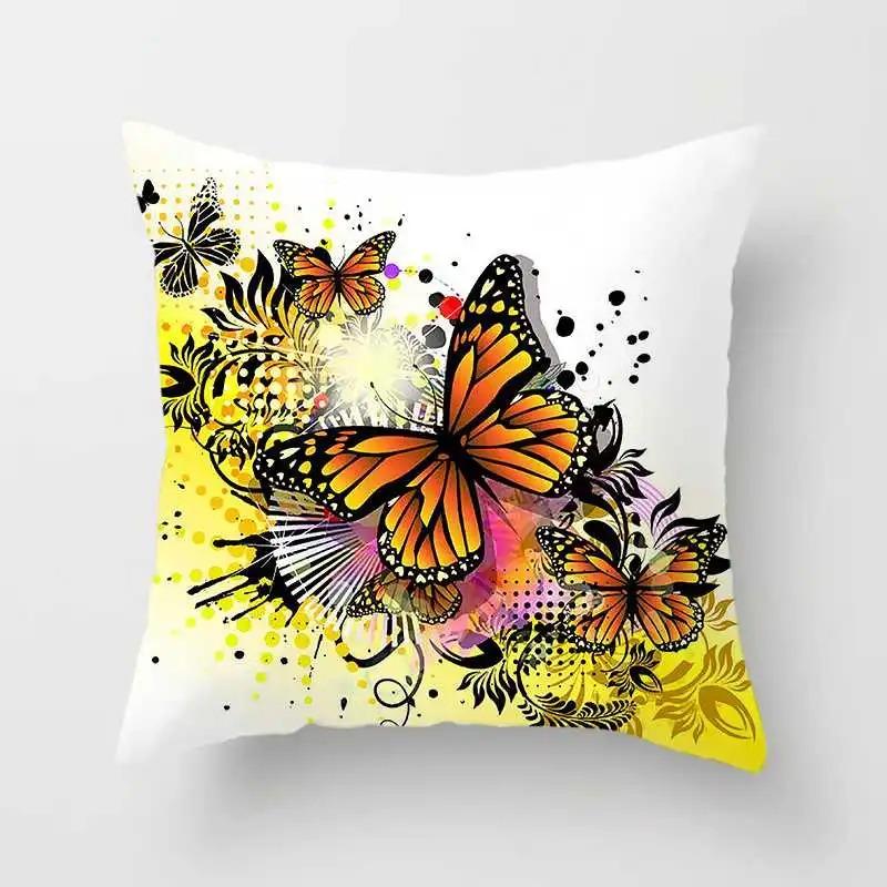 Office Living Room Home Pillowcase Watercolor Butterfly Pattern Pillowcase Car Ornaments