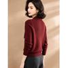 Women's Ribbed Knit Long-Sleeve Collared Sweater with Ribbon Detail