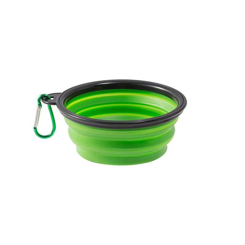 Folding Portable Silicone Dog Feeder Bowl 2-in-1 Pet Dispenser with Carabiner for Outdoor Travel Food And Water Container for Do
