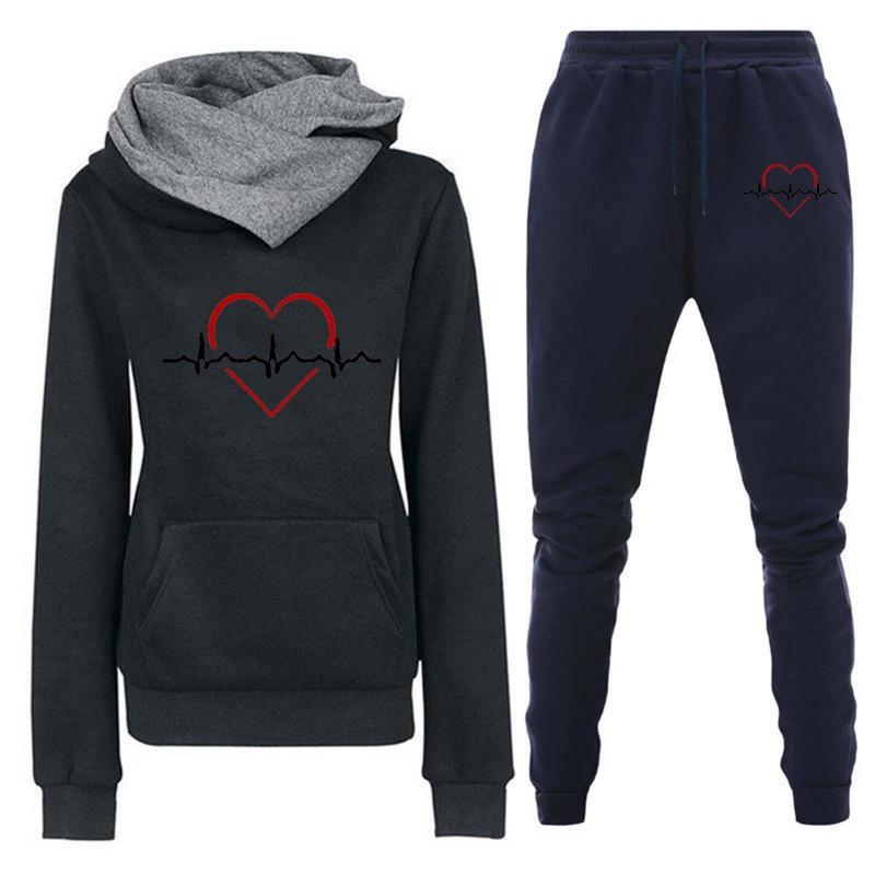 2024 Spring and Autumn Winter New Velvet Hooded Sportswear Set for Women, Hoodies, Pants, Women's Clothing