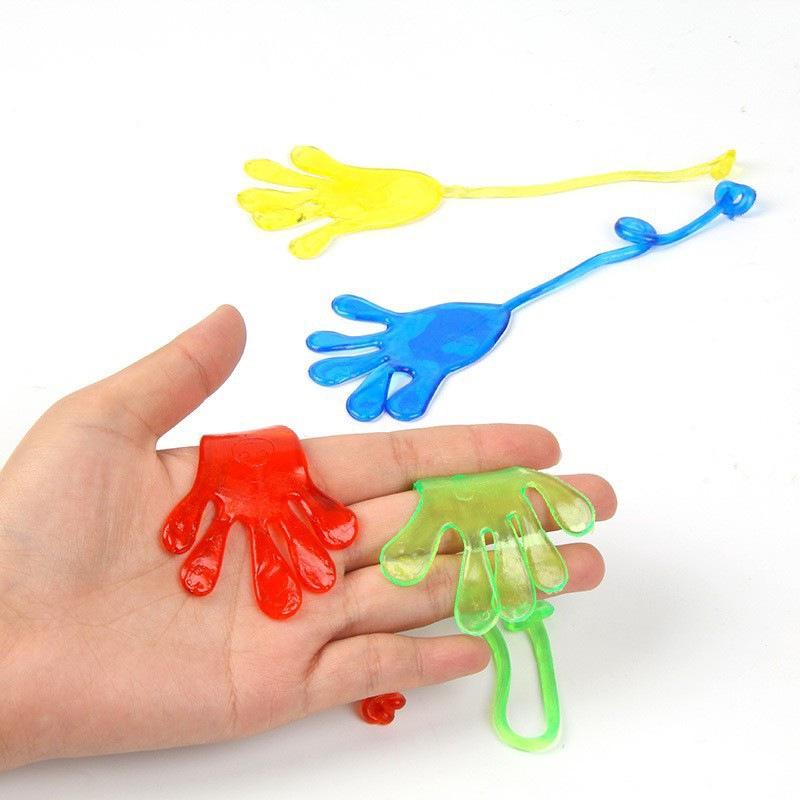 12Pcs Kids Funny Sticky Hands Stretchabletoy Palm Elastic Sticky Squishy Slap Palm Toy Parent Child Interactive Party Toy Gifts