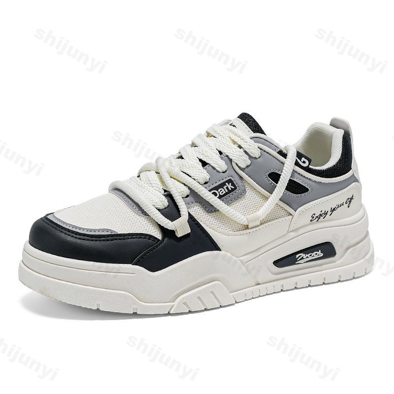 

Модные повседневные туфли на плоской подошве мужские 2025 весна новые низкие дышащие спортивные туфли модный тренд удобные шнуровка массивная обувь 39 чёрный