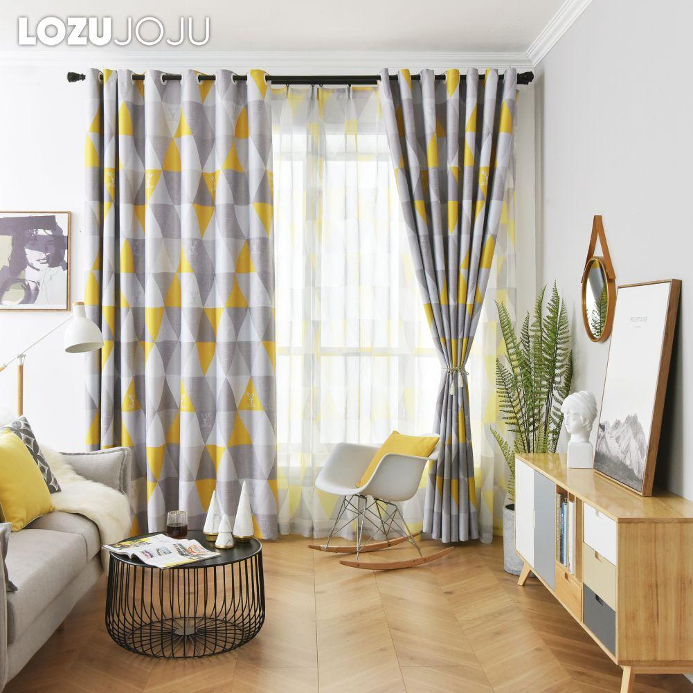 1PC LOZUJOJU Geometric Ins Style Blackout Curtains Modern Minimalist Thick Curtains for Bedroom Living Room Balcony Window for Home Decor