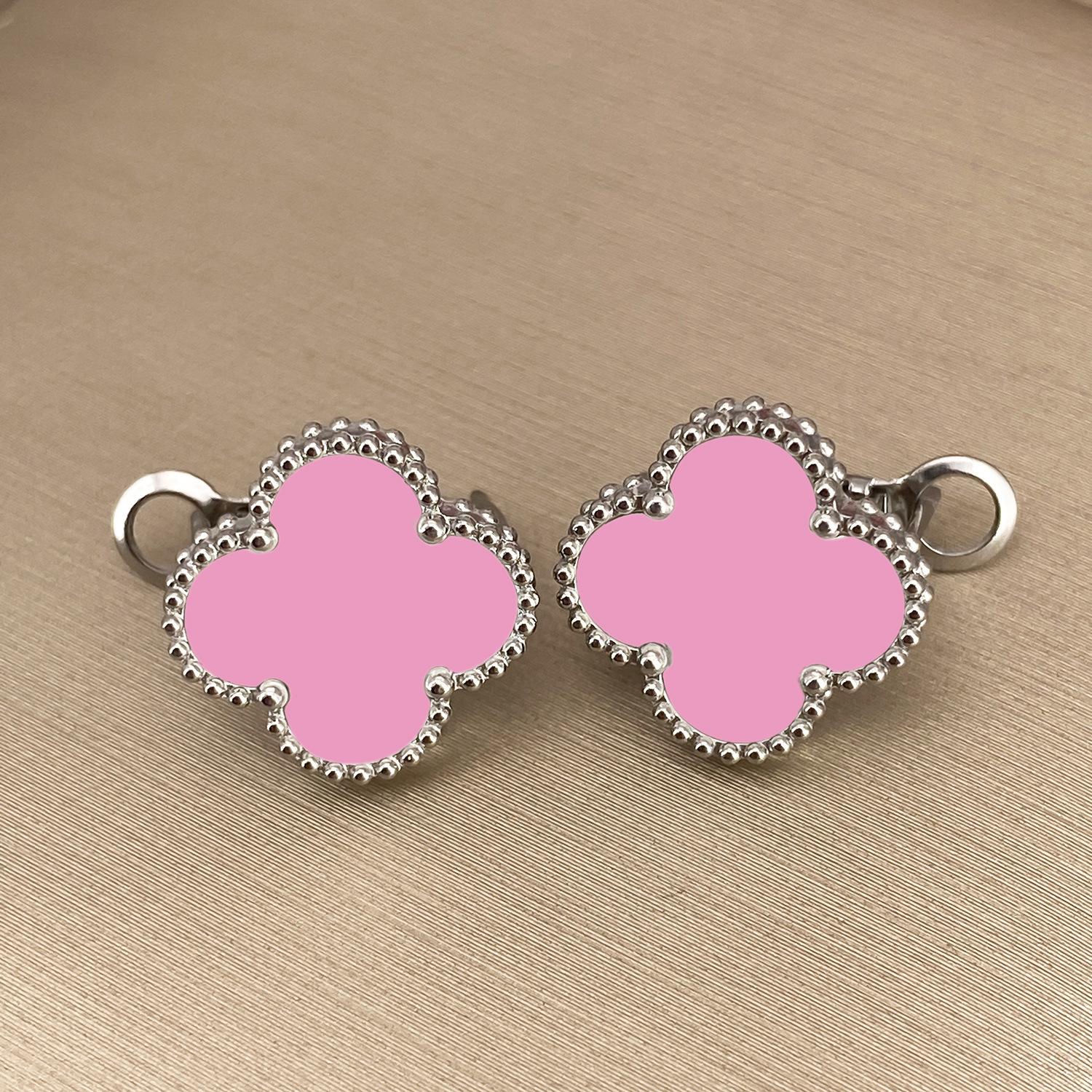 

Серьги-четырехлистный клевер 15 мм с пряжкой из перламутра, полностью радиевый, женские темпераментные простые серьги