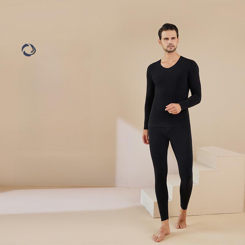 Men's Seamless Velvet Thermal Underwear Suit: Self-Heating, Plus Velvet, Autumn Set