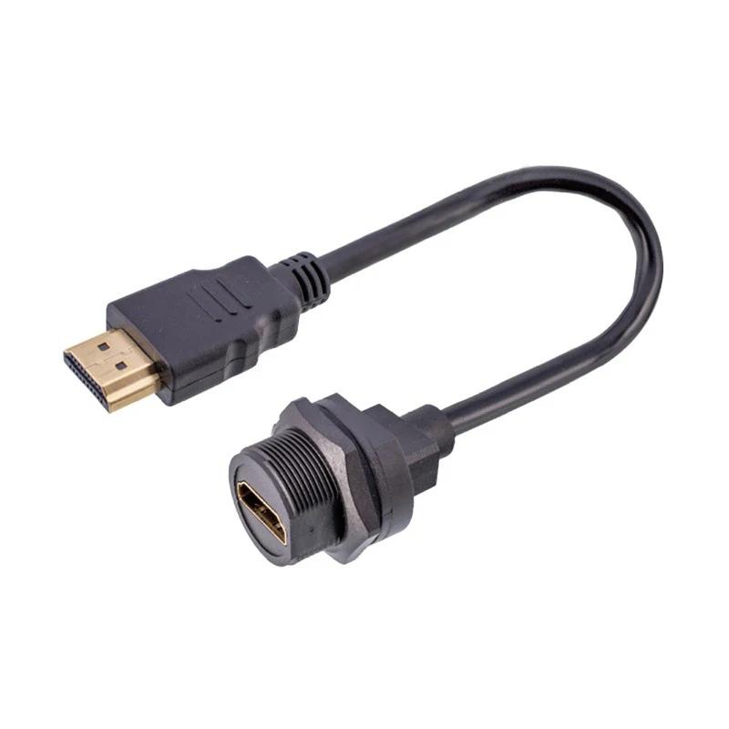 Industrial 0.3M 1M 2M Extension Cable Waterproof HDMI2.0 Connector HdmI-compatible Panel Socket 4K High-definition Data Adapter