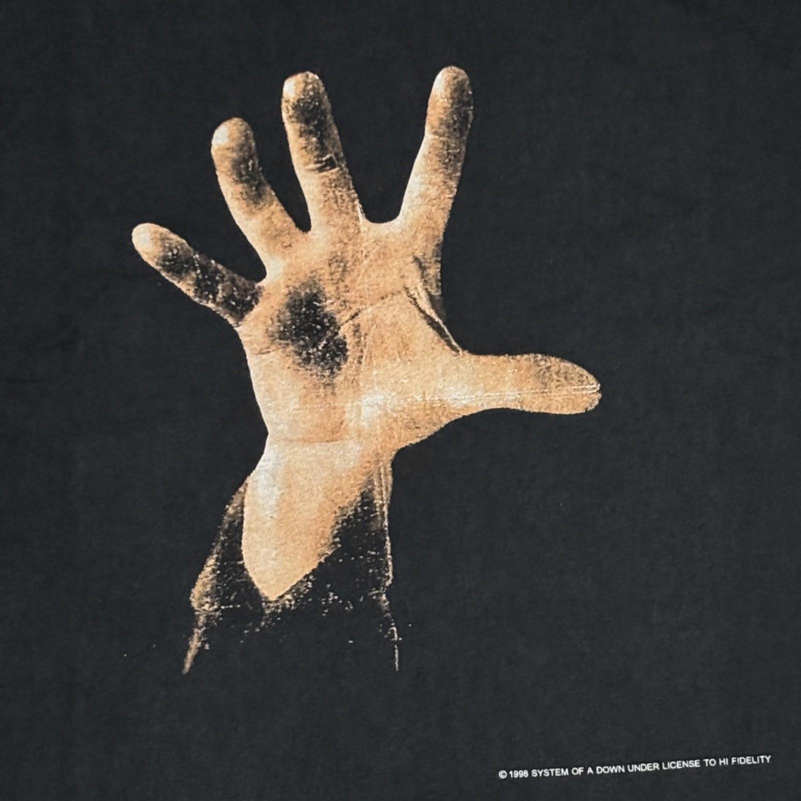 System Of A Down 1998 Винтажная Промо SOAD HAND Однострочная Строчка Футболка РЕПРИНТ 4XL