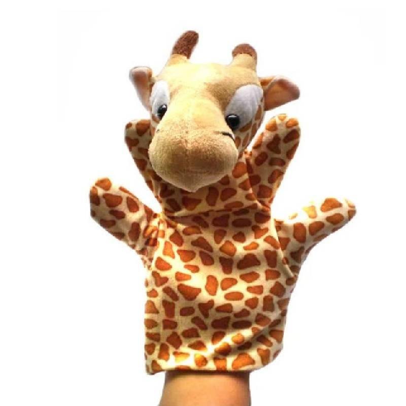 Weiche und entzückende Handpuppen von Gemeinschaftshelfern mit bunten Tiermotiven