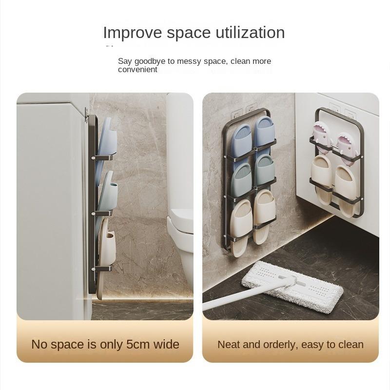 Bathroom Slipper Rack Wall Mount Shoe Organizer Storage Rack Toilet Hanging Holder Balcony Drying Shelf Bathroom Accessories