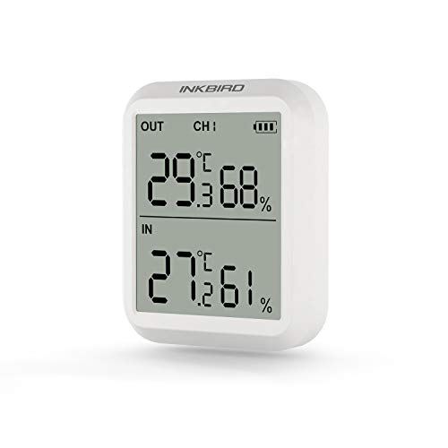 Inkbird Digital Thermometer and Hygrometer, Wireless Indoor/Outdoor Thermometer and Hygrometer, High-Precision LCD Screen, Maximum/Minimum Temperature