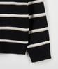 NODU Multi-Color Block Collared Stripe Knit T-Shirt [Black]