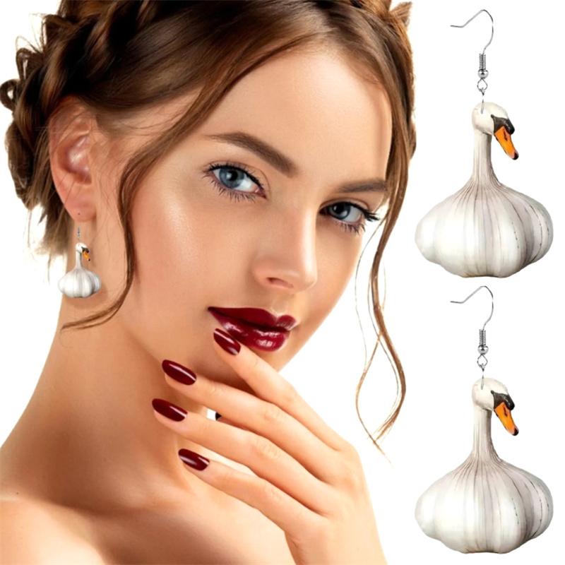 

Unique And Creative Earrings Garlic Duck Acrylic Earrings A Highlight That Makes You The Focus Of The Party Big Earring