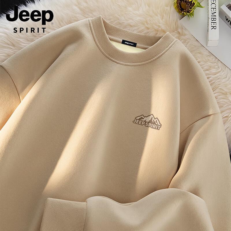 

JEEP SPIRIT Men s Fleece-lined Embroidered Mountain Graphic Sweatshirt M