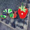 Funny Vegetable Worm Strawberry Drip Oil Brooch – Cartoon Fashion Metal Badge