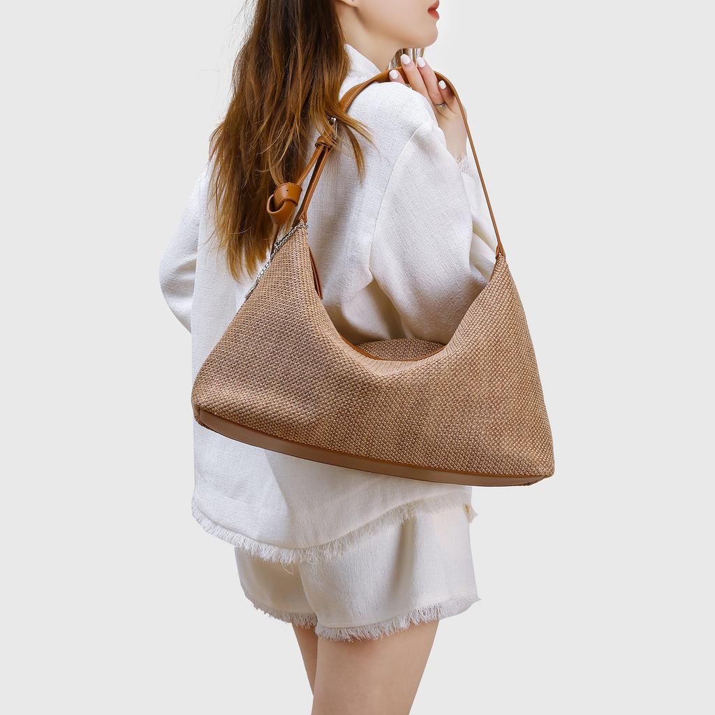 Vintage Woven Handbag for Women, 2025 Summer New Model, Niche High-End Fashionable Shoulder and Crossbody Bag
