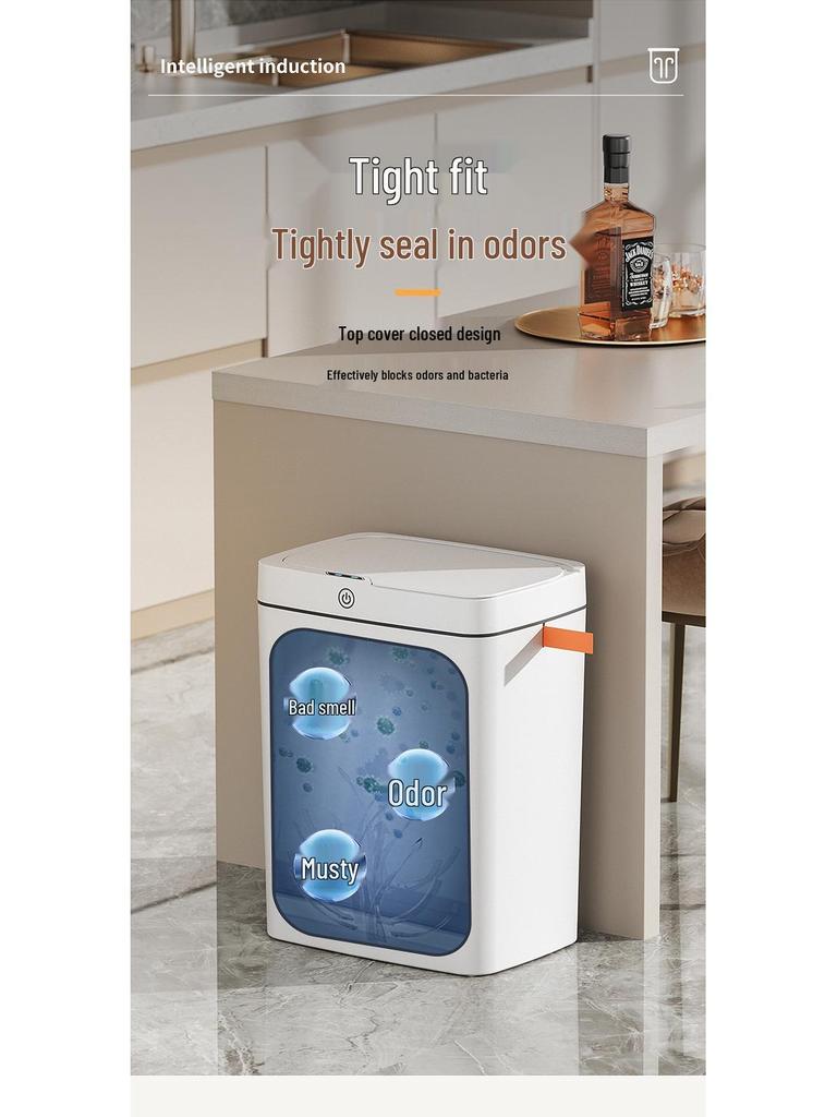 Hands-Free Automatic Trash Can with Smart Lid for Bathroom Use