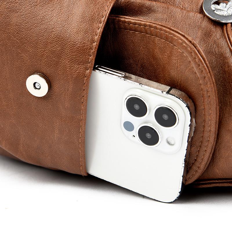 Τσάντα tote μεγάλης χωρητικότητας Ρετρό τσάντες ντιζάιν Μαλακό Pu δερμάτινο με πολλές τσέπες casual ανδρική τσάντα χιαστί ώμου