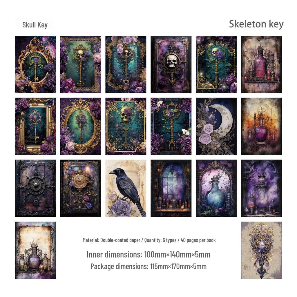 Gothic World Series Retro Tagebuch DIY Materialbuch - 6 Designs, 40 Blatt pro Packung