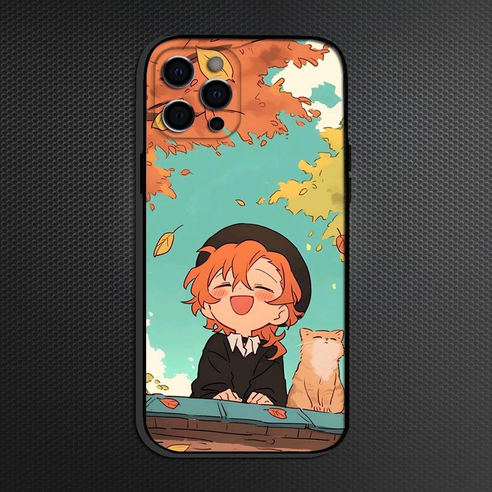 

Bungo Stray Dogs Nakahara Chuuya Phone Case For iPhone 16,15,14,13,12,11 Plus,Pro Max, Soft Silicone Black Cover iPhone12mini