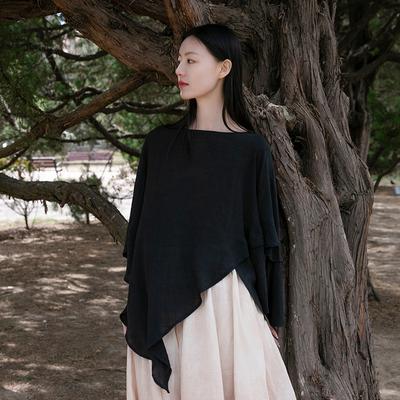 Women's Thin Loose Sunscreen Women's Spring and Summer Elegant Design Irregular Hem T-shirt