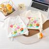 Girls' Summer Floral Cotton T-Shirt with Round Neck and Short Sleeves