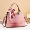 Elegant Crocodile-Pattern Tote Bag With Adjustable Strap And Zipper Closure - Ideal For Work, Travel, And Daily Commute