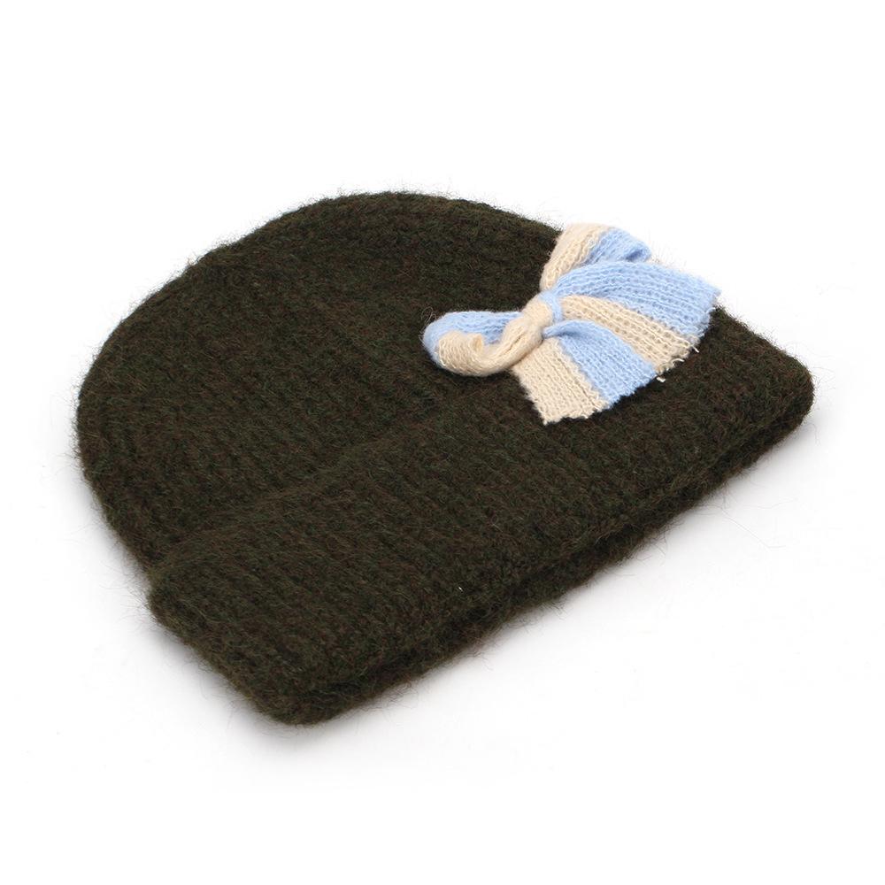 A Douyin hot-selling cute bow warm knitted hat wool hat women's flanged fashion windproof hat