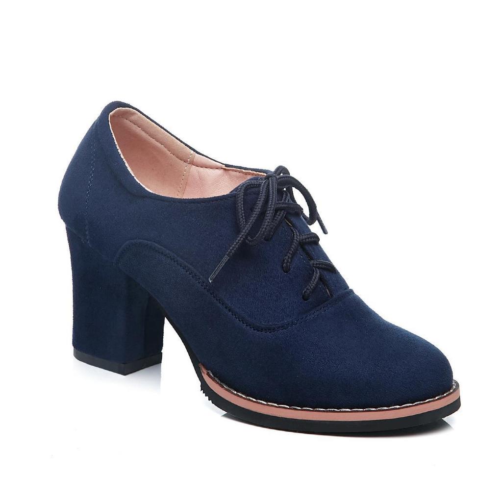 British Style Women's Boots Ankle Short Boots Women's Front Lace Up Bare Boots Winter Plush 7CM Square Heel Front Tie WomenShoes