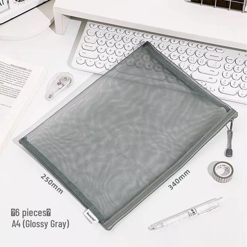 Mesh Document Bag with 6 Zippers - 5 Storage Compartments for Students & Files, Back-to-School Handbag