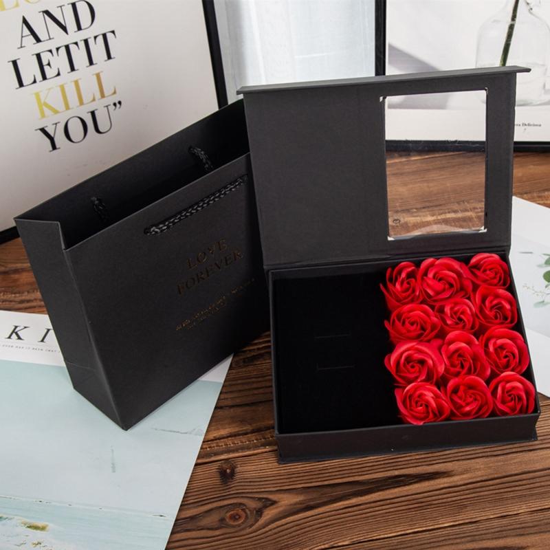 Exquisite Jewelry Gift Box Eternal Rose Flower Wedding Ring Earrings Necklace Valentine's Day Jewelry Packaging Gift
