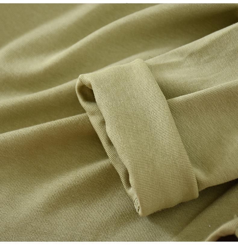 Chest-Padded Slim Fit Women's Top: Round Neck, Long Sleeve, Fishtail Hem, No Bra Needed, Autumn/Winter Style.