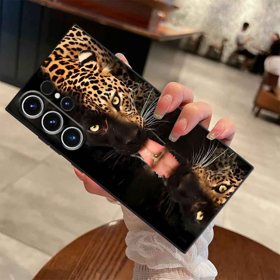 Cheetah Black Soft Phone Cover Case for Samsung Galaxy S25 Edge S24 Plus S20 S23 Ultra S21 FE