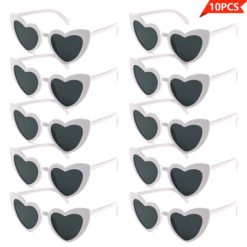 10Pcs  Style Cute Sunglasses Cat Eye Love Heart Shape Frame Sunglasses For Party Decors Photography Props