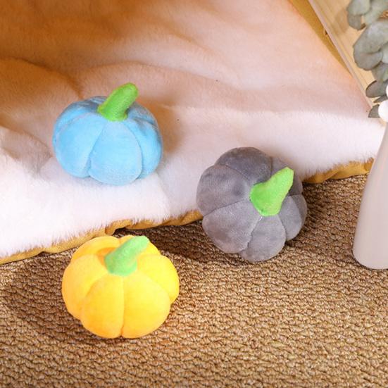 Puppy Squeaky Toy Pet Pumpkin Shape Plush Chew Toys Dog Interactive Reduces Boredom Squeaky Toy for Small Doggy