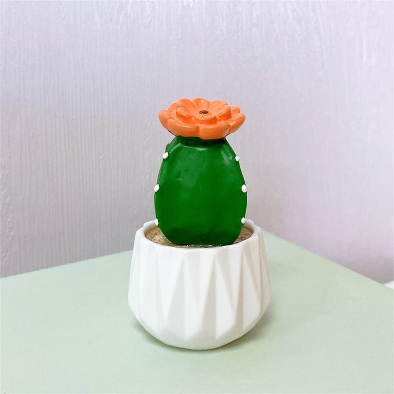 Mini Grüne Kaktusfigur Harz Sukkulente Topfpflanze Ornament Mini Bonsais Dekoration für Auto Armaturenbrett Dekorationen