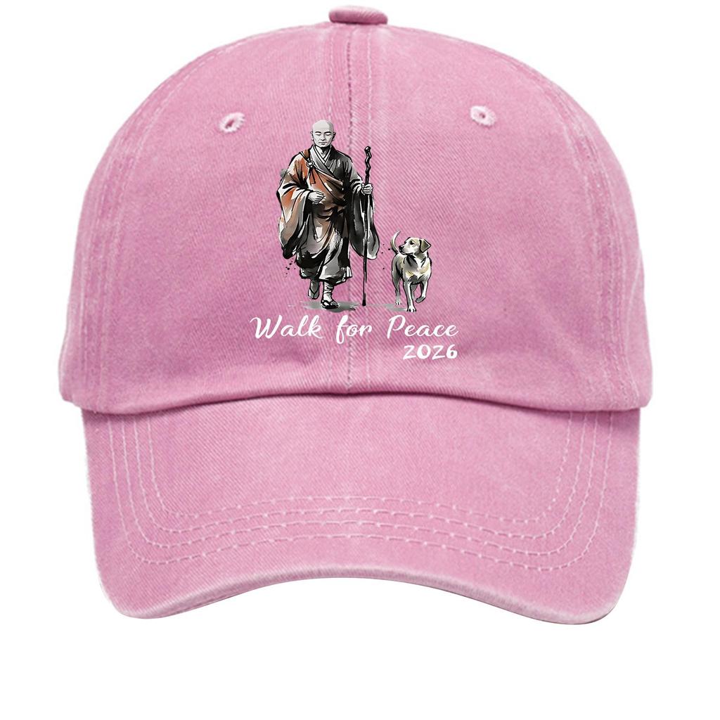 Washed Cotton Baseball Cap with Printed Distressed Soft Top Denim Hat, Vintage Hat