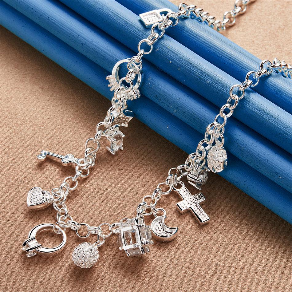 Collana Delicata in Argento Sterling 925 con Croce/Luna/Stella per Donna, Regalo alla Moda per Feste, Accessori da Matrimonio