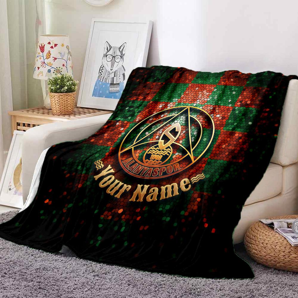 1PC Alanyaspor Custom Name Patterned Flannel Blanket Suitable For All Seasons For Home Decor Warmth And Comfort Gifts Holiday Present